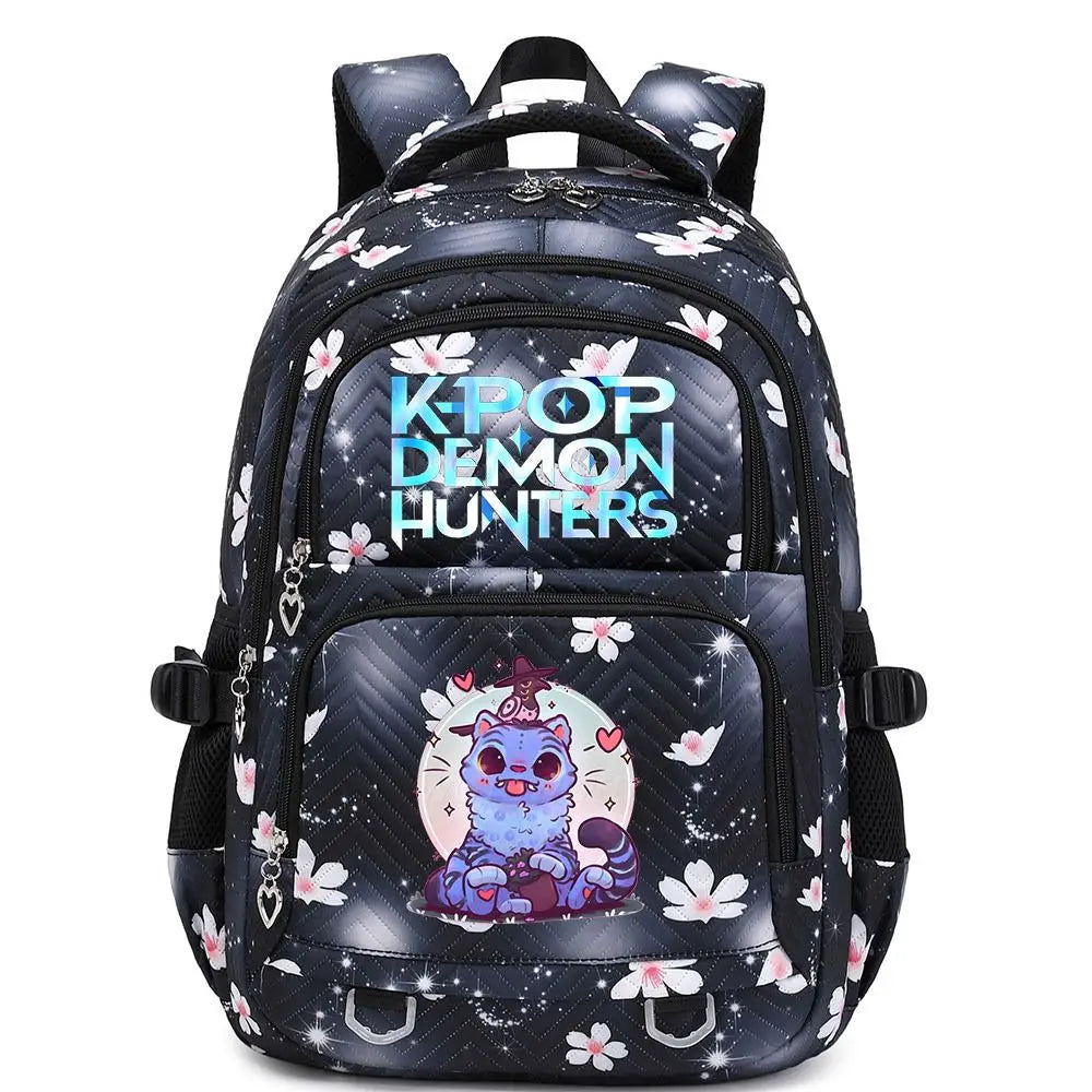 KPop Demon Hunters Backpack Cat Derpy Print Cartoon School Bag High Quality Large Capacity Boys Girls Student Leisure Backpacks