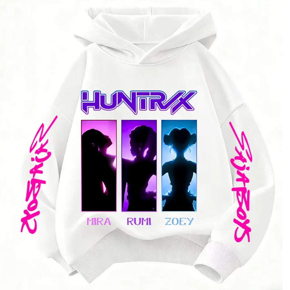 KPop Demon Hunter Rumi Derpy Cartoon Girls Boy Hooded Sweatshirt Warm Children's Wave Fashion Casual Tops Casual Girls Clothing