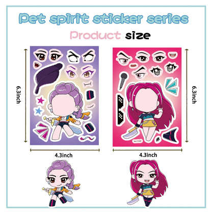8/32Sheets Kpop Demon Hunter Stickers Huntrix Stickers for Scrapbook Phone Notebook Sticker Decoration Party Favors Gifts