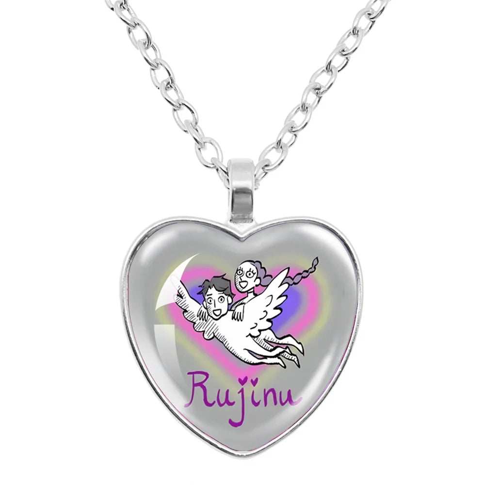 K-Pop Demon Hunters Huntr-x Rumi Zoey Mira Glass Heart Pendant Necklaces Accessories Charms Necklace Fans Jewelry Cosplay Gift