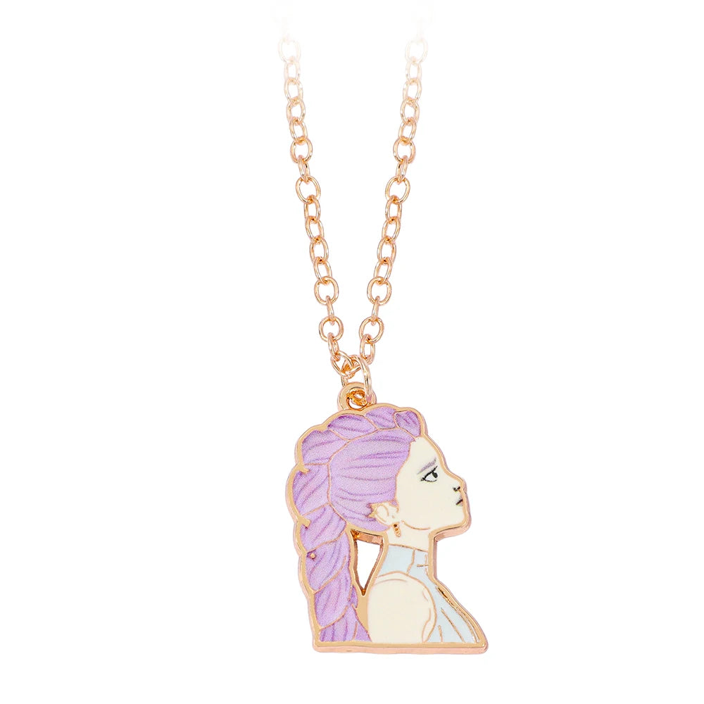 Anime KPop Demon Hunters Rumi Necklace Creative Cartoon Unisex Pendant Neck Chain for Birthday Jewelry Accessory Gifts