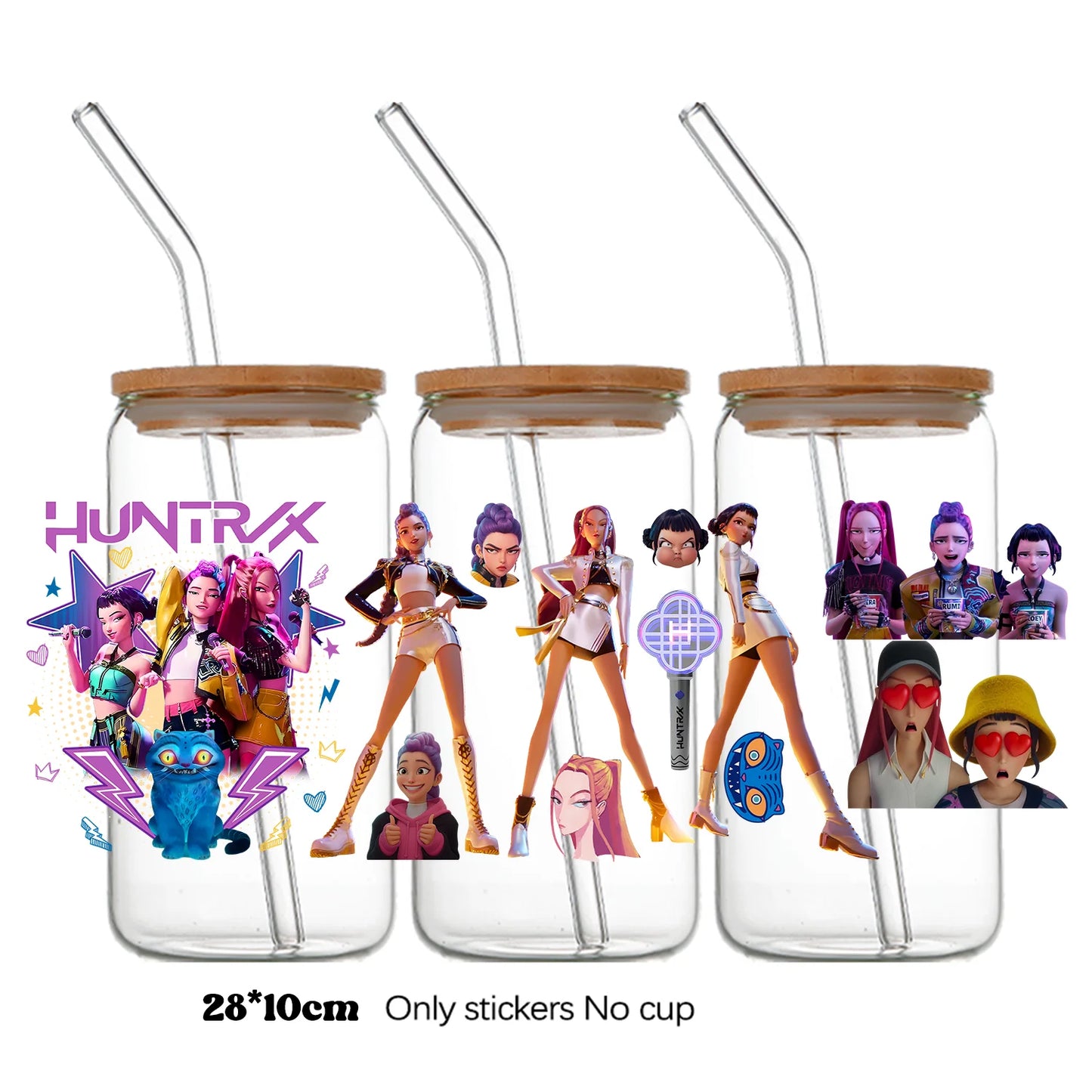 k-pop Demon Hunters wrapping Transfer cups HUNTRX Decal Rumi kpop saja boys Uvdtf Bottle k pop Stickers Uv Dtf Car Huntrix Wraps