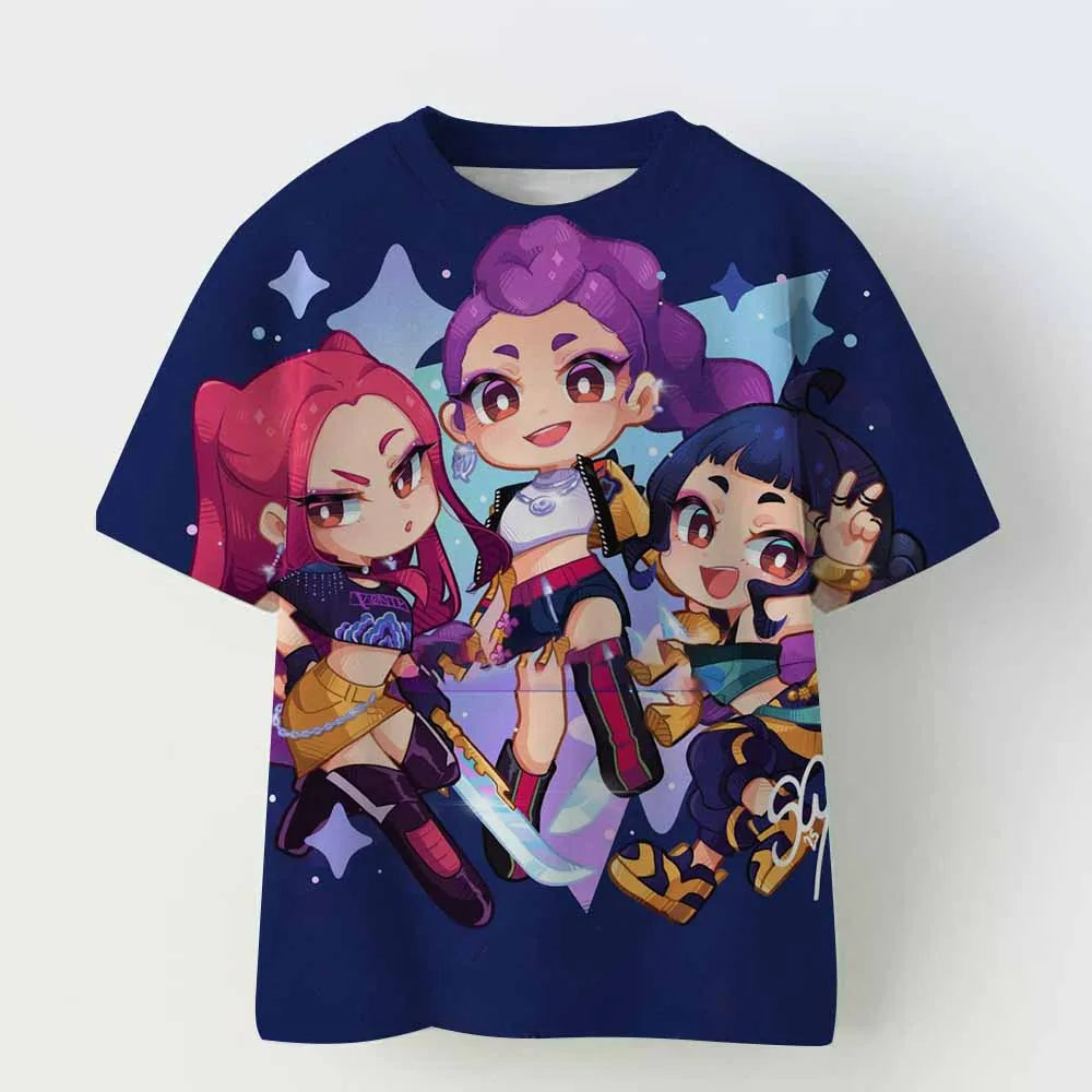 Kpop Demon Hunters Kid Adult Shirt Halloween 3D Mesh Comfortable Sports T-shirt Men's And Women's Extra Large Couple Dress