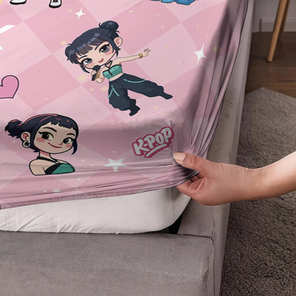 3pcs K-Pop Demon Hunters Printed Chipless Bed Sheet Set Multi Size Soft Bed Cover Bedroom Bedding Decoration Machine Washable