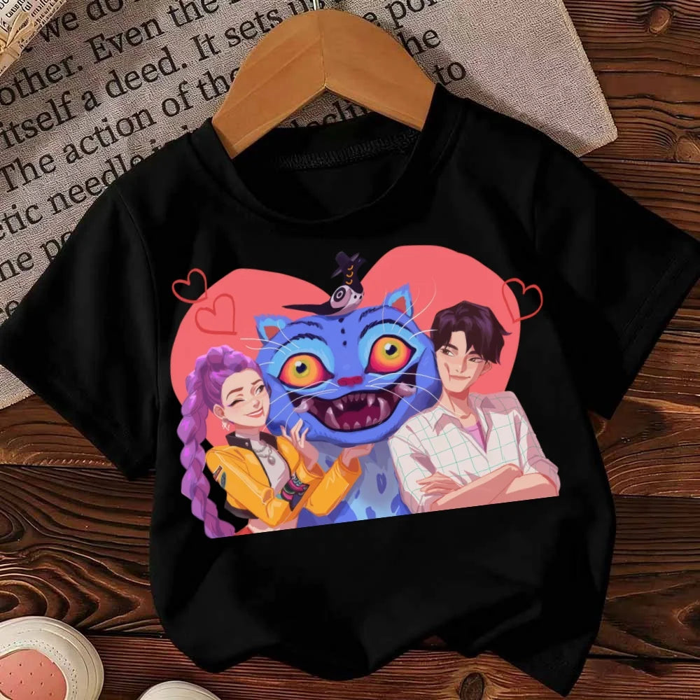 KPop Demon Hunters Saja Boys Kids T-shirts Baby Girl Boy Cartoon Short Sleeve Tops 2025 Anime Fans T-shirt Children's Clothing