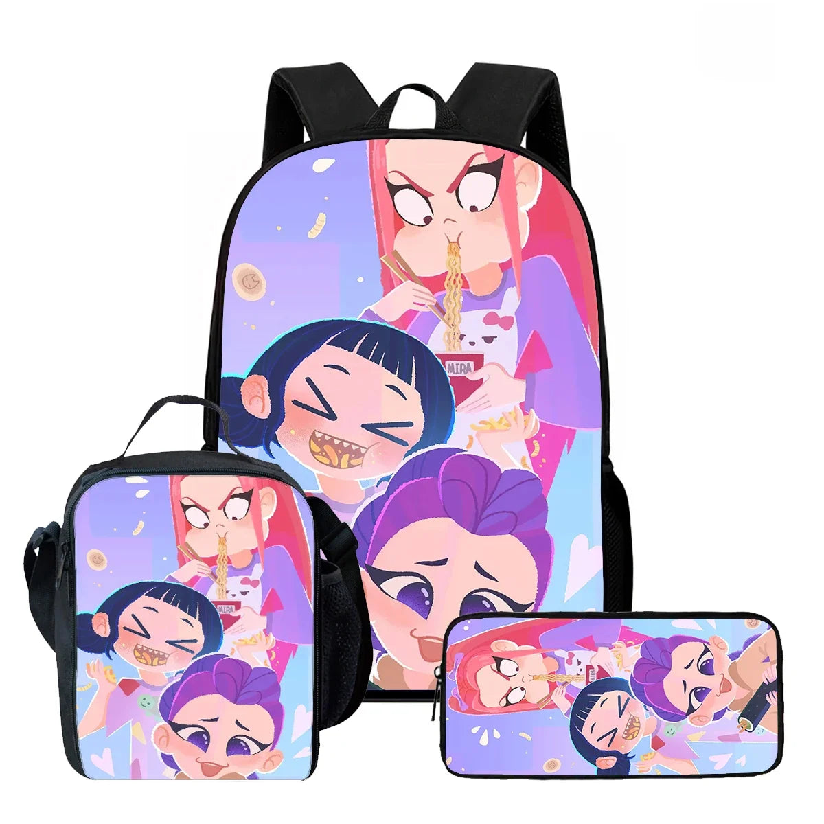 Cartoon KPop Demon Hunters Child School Backpack With Lunch Bags Pencil Bags For,Light Weight Child School Bags