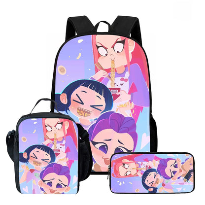 Cartoon KPop Demon Hunters Child School Backpack With Lunch Bags Pencil Bags For,Light Weight Child School Bags