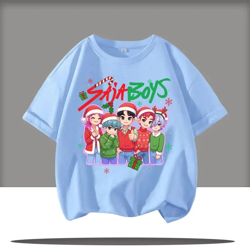 Cute Kpop Demon Hunters Child Short Sleeve Kpop Demon Hunters Tee Harajuku Casual Fashion Cotton Tee Top Cosplay Clothing