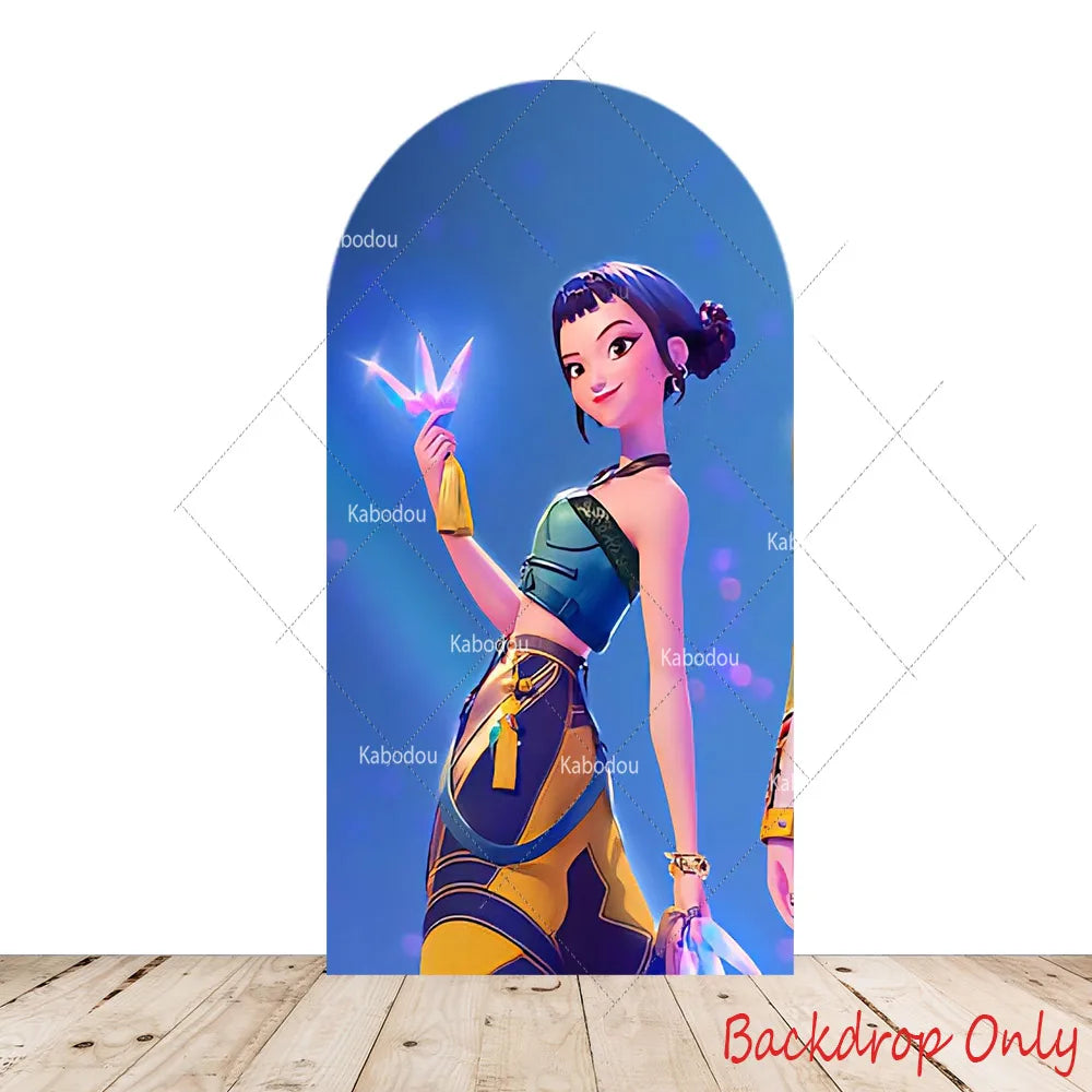 KPop Demon Hunters Theme Arch Backdrop Cover Girl Dance Birthday Party Background Decor Wall Singing Group Concert Baby Shower