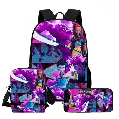Cartoon  KPop Demon Hunters Child School Backpack With Shoulder Bag Pencil Bag For Kindergarten,Light Weight Child Bags