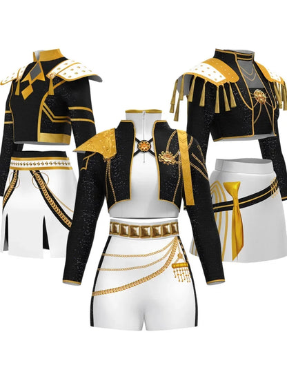 Girls Rumi Zoey Mira Cosplay KPop Demon Hunters Cosplay Costume Children Black Golden Suit Halloween Huntrix Role Playing Outfit