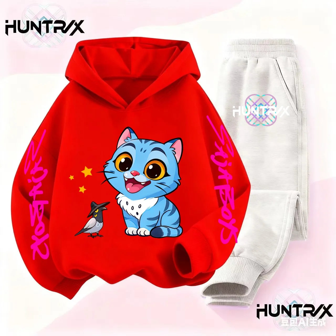 Kids Autumn Kpop Demon Hunters Hoodie Set 3-14Y Boys Girls Sportswear Active Clothes