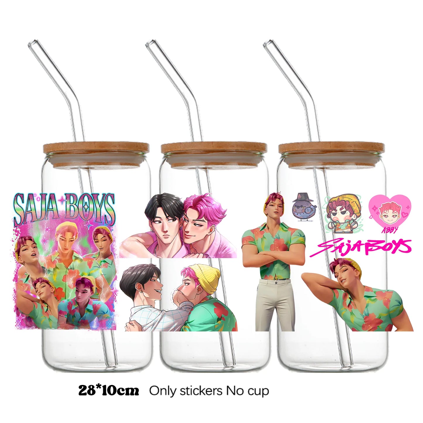 k-pop Demon Hunters wrapping Transfer cups HUNTRX Decal Rumi kpop saja boys Uvdtf Bottle k pop Stickers Uv Dtf Car Huntrix Wraps