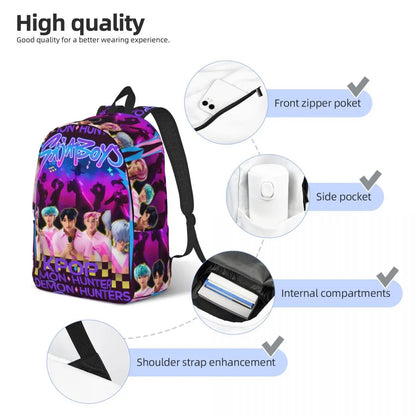 K-Pop Saja Boys Team Kpop Demon Hunters Backpack Student Large Backpacks Polyester Cool School Bags Outdoor Custom Rucksack