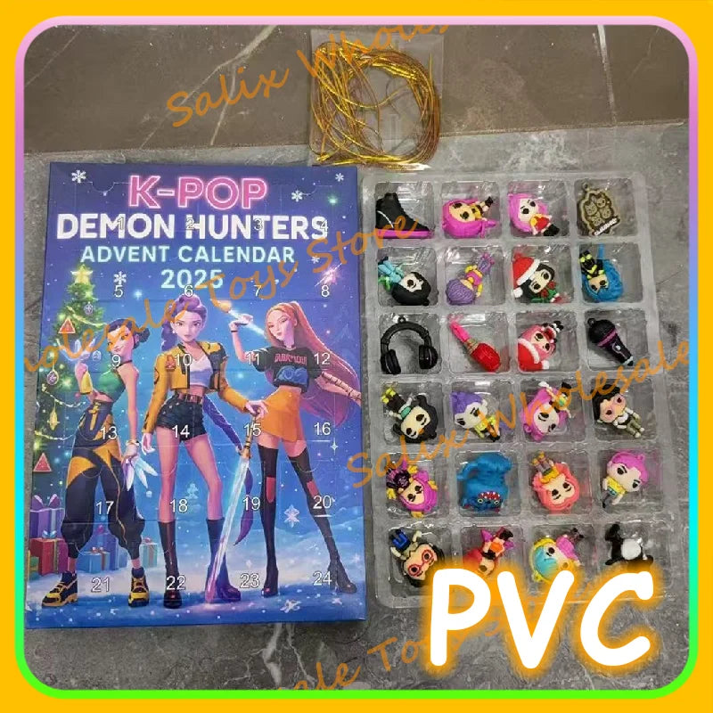 In Stock 2025 Kpop Demon Hunting 24pcs PVC Advent Christmas Calendar Surprise Blind Boxes For Halloween Mystery Box Gifts Toys