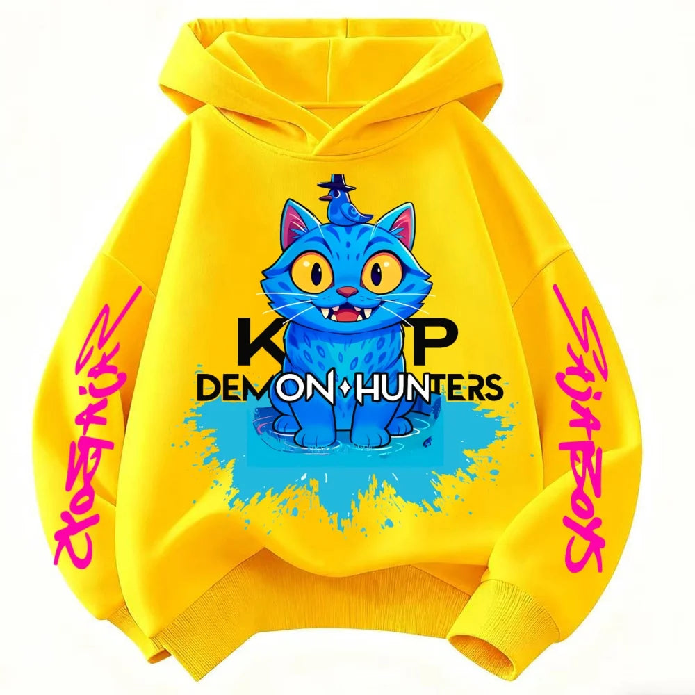 2025 New Saja Boys Derpy KPop Demon Hunter Cartoon Boy Hooded Sweatshirt Warm Wave Fashion Casual Tops Casual Black Clothing