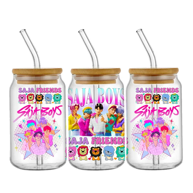 Demon Hunters Movie Kpop Lover Gift Anime Fan UV DTF Stickers Ready To Transfer Cup Wrap Custom DIY Craft For Libbey Can Glass