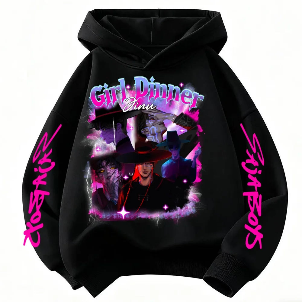 KPop Demon Hunters Huntrix Hoodie Kids Hooded Sweatshirt Baby Girls Pullover Hoodies Boys Fashion Outerwear Children's Clothing