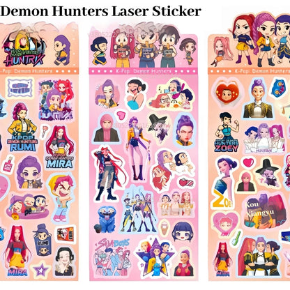 New K-PoP Demon Hunters Guka Devil Men's Group Anime Laser Cut Sticker for Office Stationery And School Supplies Decoration