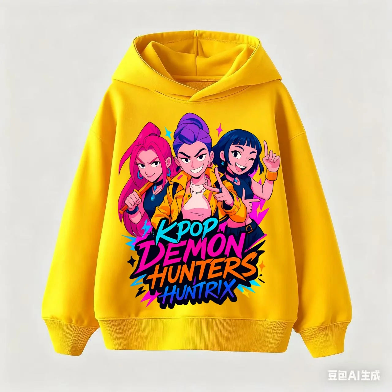 New Children's cotton sweatshirt Korean Wave Demon Hunter Print Fashion Casual 2025Movie Round Neck Cartoon Girl Casual Clothing