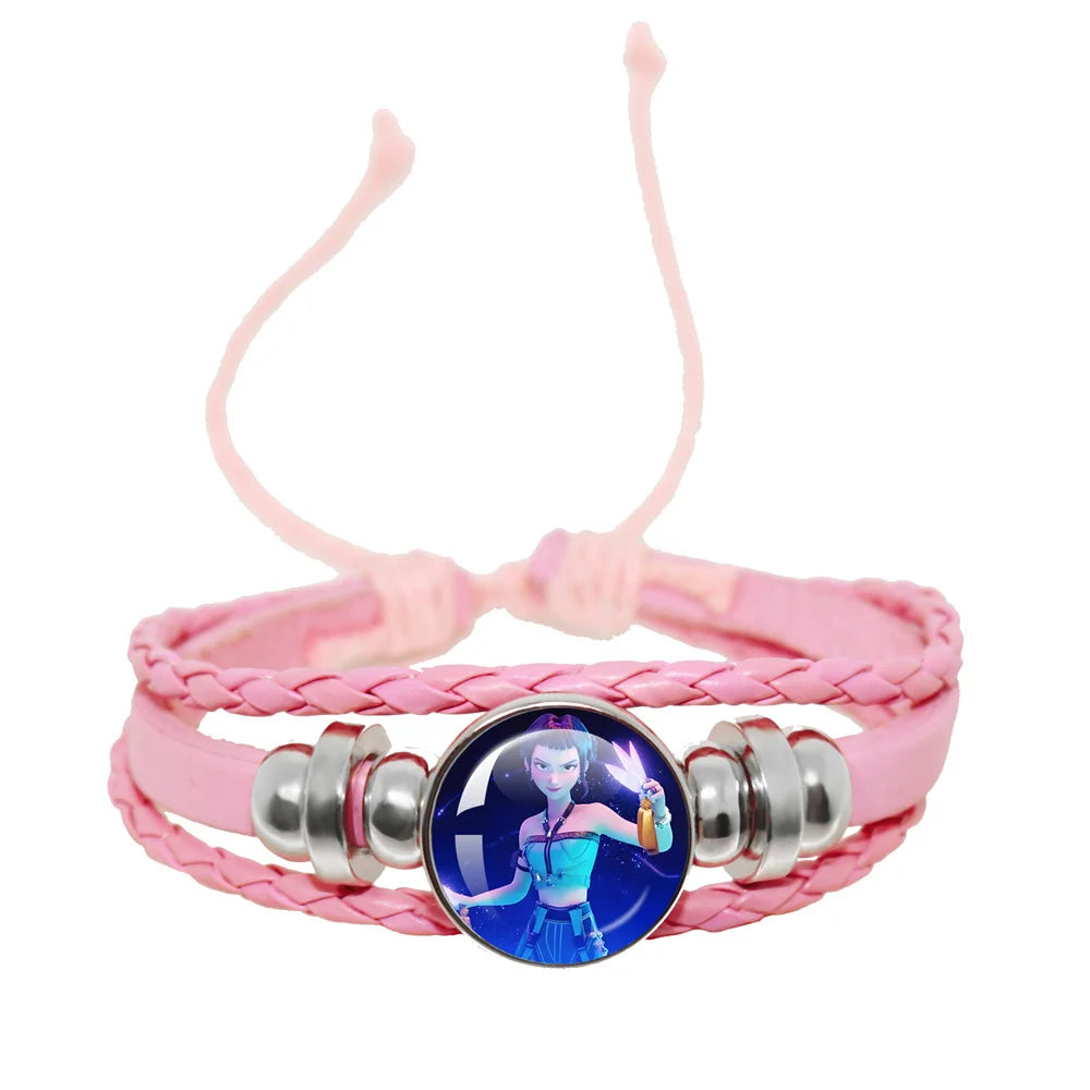 KPop Demon Hunters Pink Handmade Glass Bracelet Huntr-x Rumi Zoey Mira Bangles Jewelry Accessories Fans Couples Gift