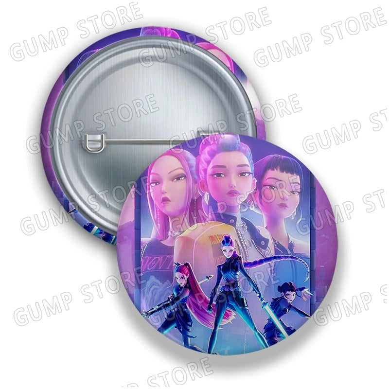 Kpop Demon Hunters Badges for Jewelry Accessories Bag Decor Huntrix Saja Boys Rumi Zoey Jinu Tinplate Button Brooch Pins Gifts