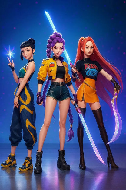 Saja Boys K Pop Demon Hunters Movie Poster Print For Bedroom Living Room Decor Cartoon Music Band Canvas Painting Wall Art