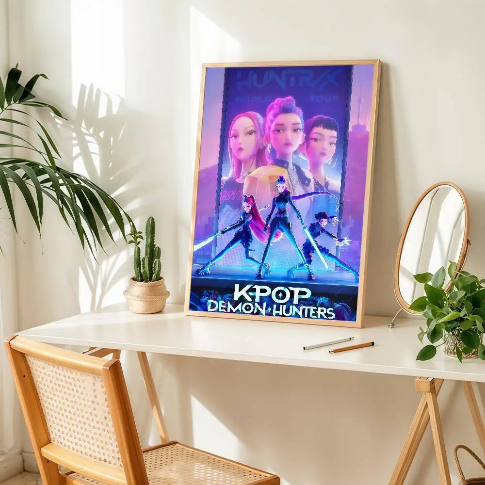 K-pop D-Demon Hunters Anime Poster Suitable For Home Living Room Bedroom Office Bar Wall Decoration Sticker
