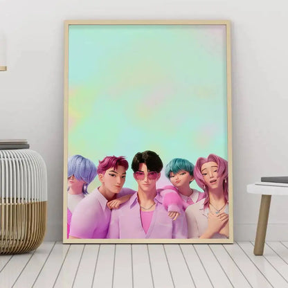 K-KPop Demon Hunter Poster Self-adhesive Art Waterproof Paper Sticker Coffee House Bar Room