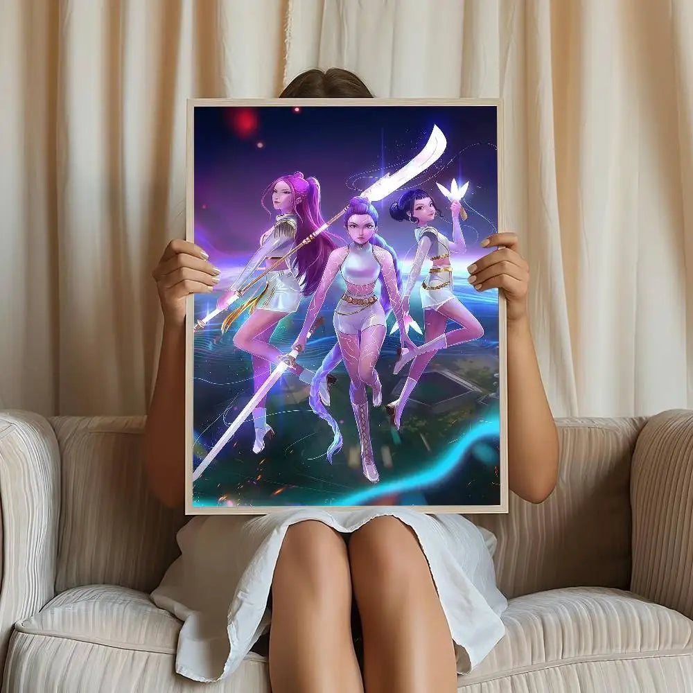 K-pop D-Demon Hunters Movie Sticky Posters Whitepaper Sticker DIY Room Bar Cafe Posters Wall Stickers