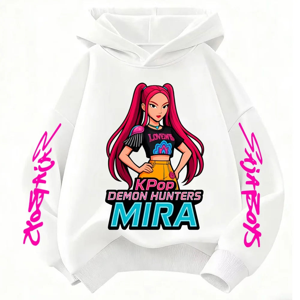 Fall and winter Kpop demon hunter children's hooded sweatshirt cute Kpop demon hunter tiger top Harajuku boys and girls