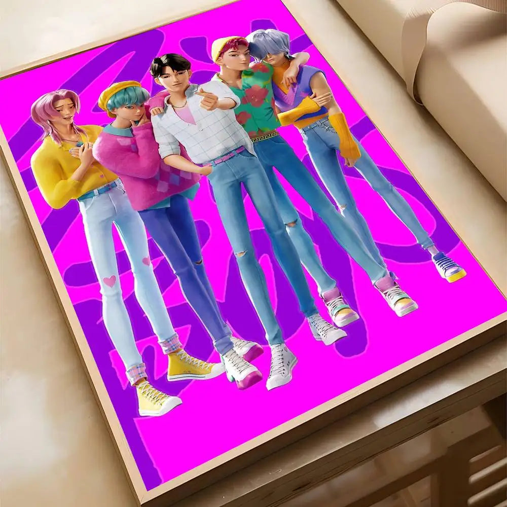 K-pop D-Demon Hunters Anime Poster Self-adhesive Art Waterproof Paper Sticker Coffee House Bar Room Wall Decor