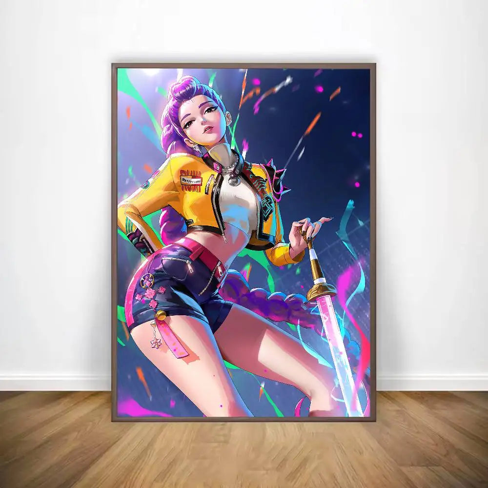 Movie KPop D-Demon H-Hunters Poster Gallery Prints Self Adhesive Home Decor Decoration Wall Decals Living Room