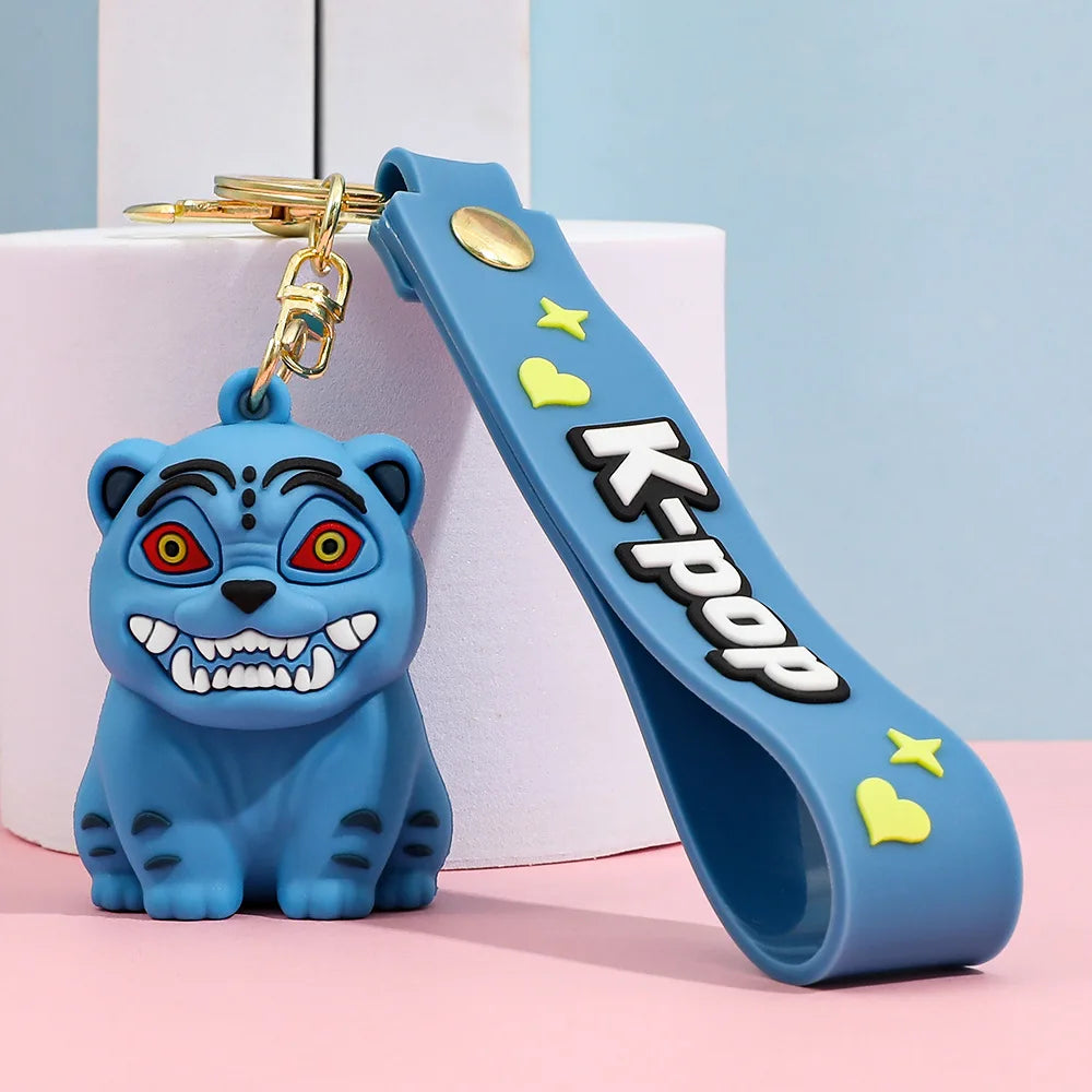 New K-pop Demon Hunters Anime Figure Keyring for Students Car Keychains Rumi Mira Zoey Pendants Backpack Decoration Key Ring