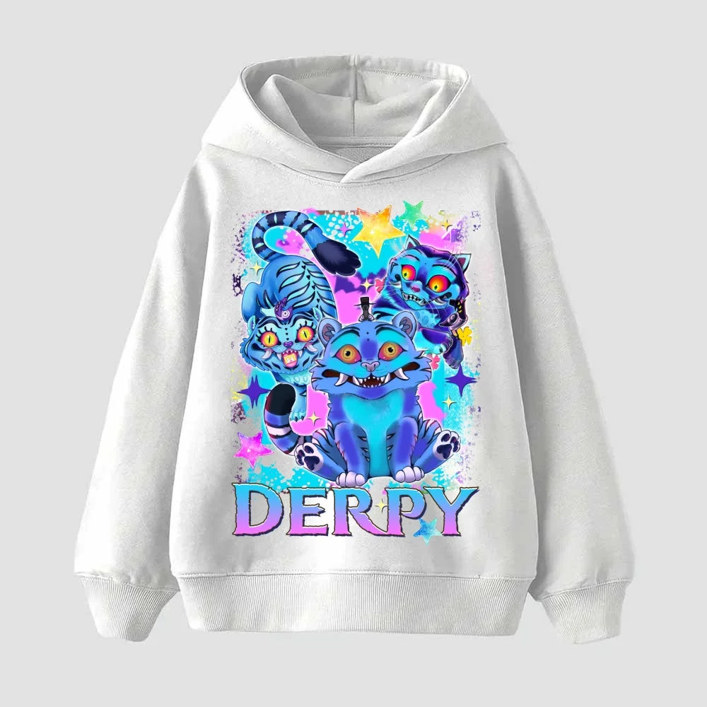 Fashion KPop Demon Hunter Rumi Derpy Cartoon Girls Boy Hooded Sweatshirt Warm Children's Korean Wave Casual Tops Casual Clothing