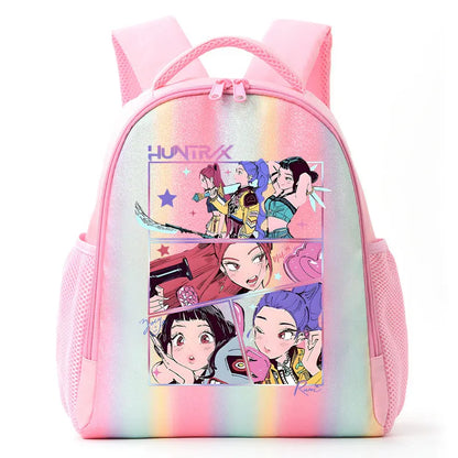 For K-Pop Demon Hunters Student Rainbow Backpack Anime Accessories HUNTR/X Rumi Mira Zoey Schoolbag Children's Birthday Gifts
