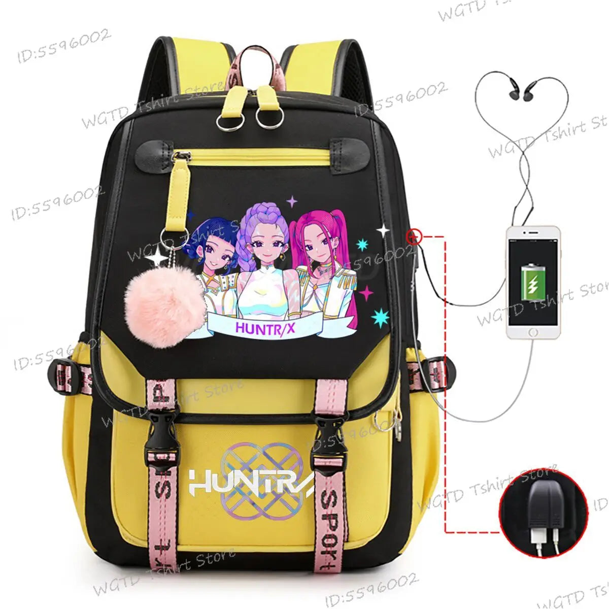 K-pop Demon Hunters Fashion Backpack for Girls Boys Anime Cartoon Large Capacity Schoolbag Children Multi-function Shoulder Bag
