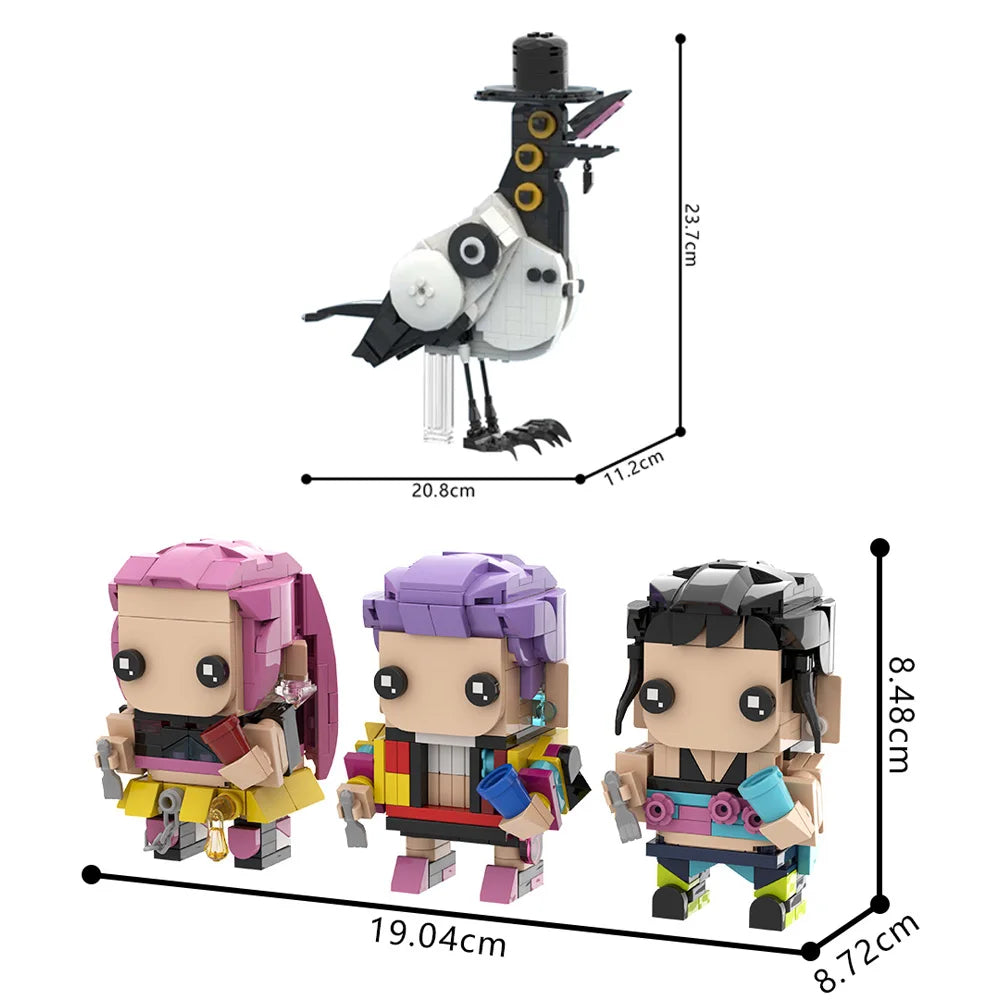 MOC K-pop Demon Hunters Magpie Model Building Blocks Rumi Figure Sussie Demonic Magpie Lion Crow Animal Bricks Toy Gift