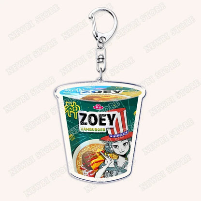 HOT Kpop Demon Hunters Huntrix Saja Boys Keychains for Accessories Bag Rumi Zoey Jinu Ramen Ramyeon Keyring Jewelry Fans Gifts