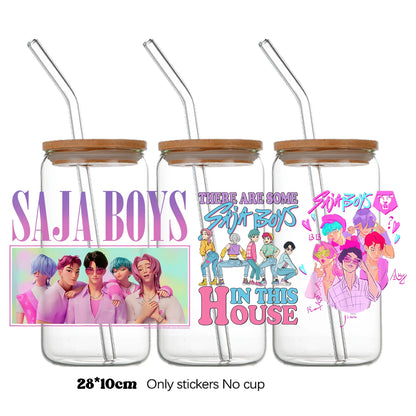 k-pop Demon Hunters wrapping Transfer cups HUNTRX Decal Rumi kpop saja boys Uvdtf Bottle k pop Stickers Uv Dtf Car Huntrix Wraps