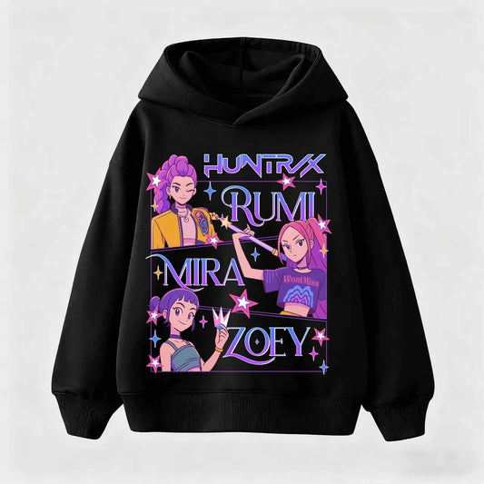 KPop Demon Hunters Hoodies Kids Clothes Kawaii Cartoon Sweatshirt Harajuku Fashion Streetwear Boys Girls Casual Pullover Coat