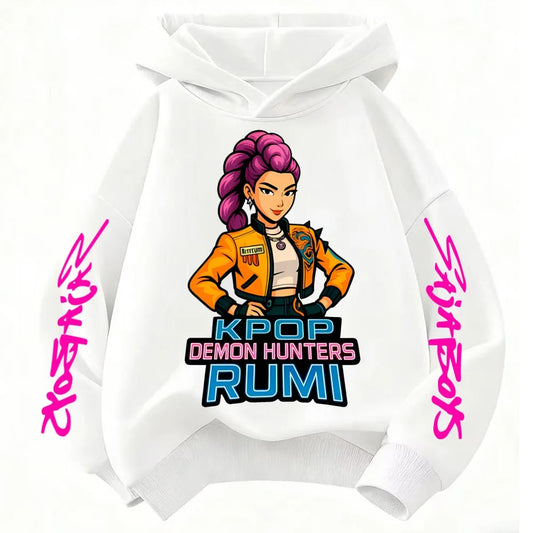 K-POP: Demon Hunters Cartoon Hoodie for Kids. Super Soft, Unisex, and Comfy. Join the Global Trend in This Fun Pullover!