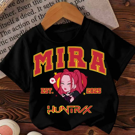 Huntrix Kpop Demon Hunters T-Shirt for Boys Girls Cotton Fans Gift Summer Crew Neck Short Sleeve Tees Fashion Kids T-shirt