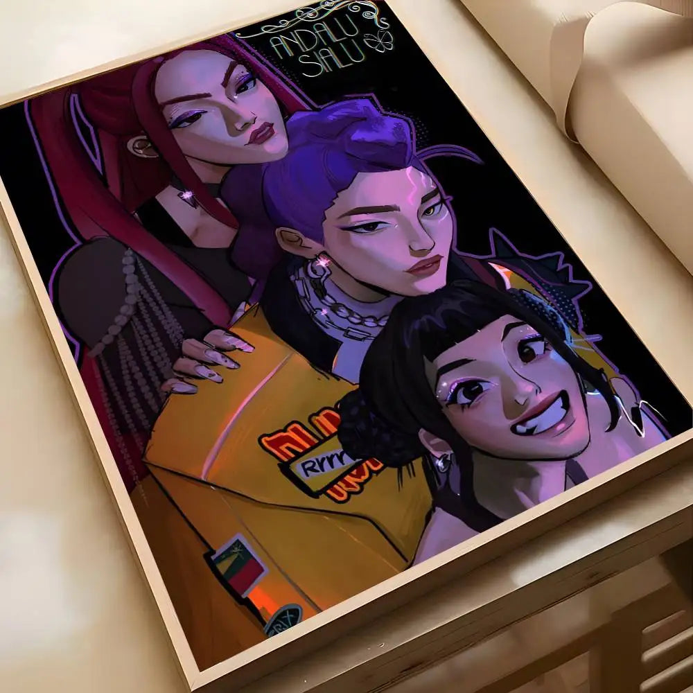 1PC K-POP DEMON HUNTERS Poster High-definition art sticker Self adhesive waterproof home decoration for living rooms bedrooms