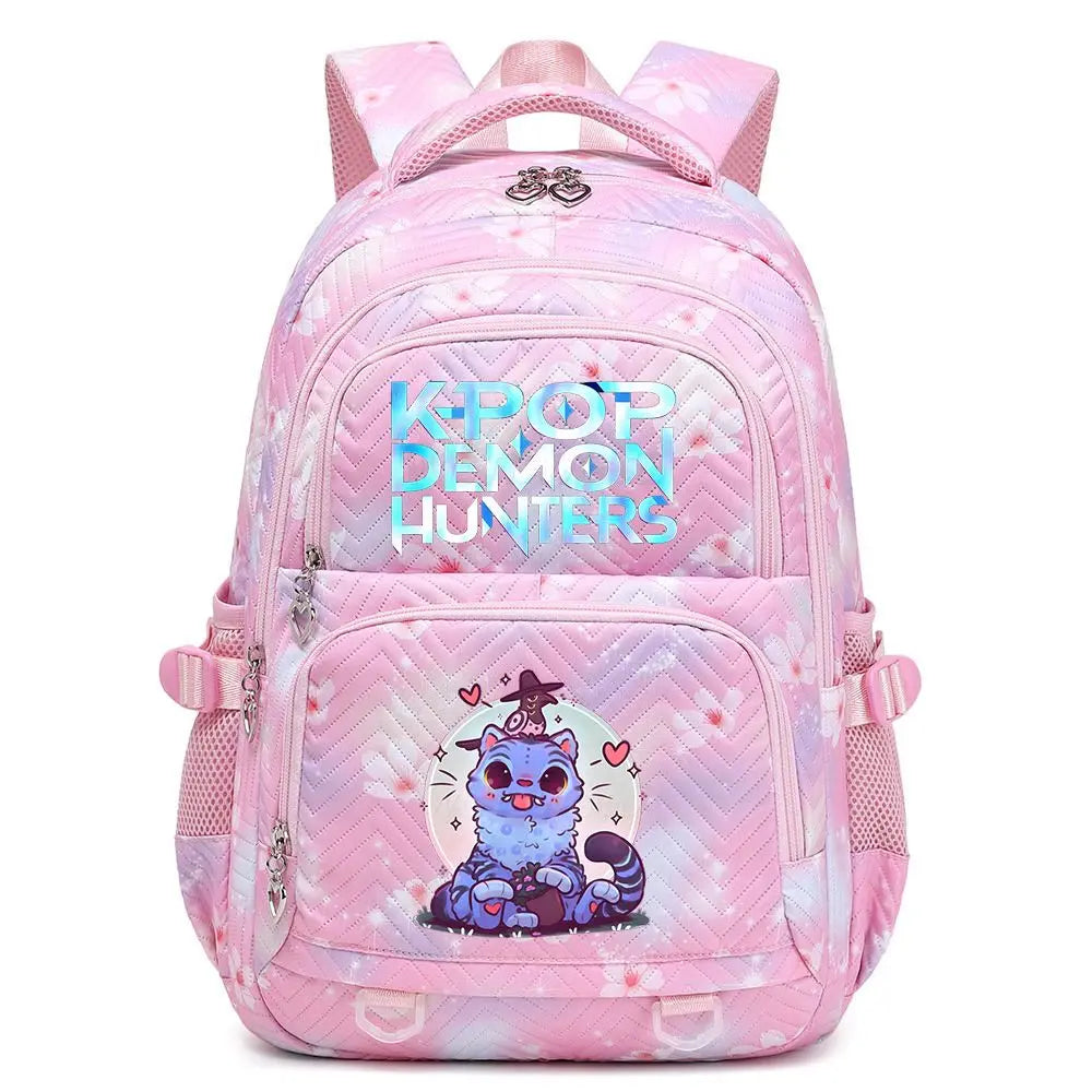 KPop Demon Hunters Backpack Cat Derpy Print Cartoon School Bag High Quality Large Capacity Boys Girls Student Leisure Backpacks