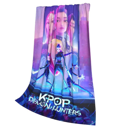 K-Pop Devil Hunter Blanket Is Suitable For Home Bedding And School Bedding. It Is A Must-Have Flannel Gift For Dormitories