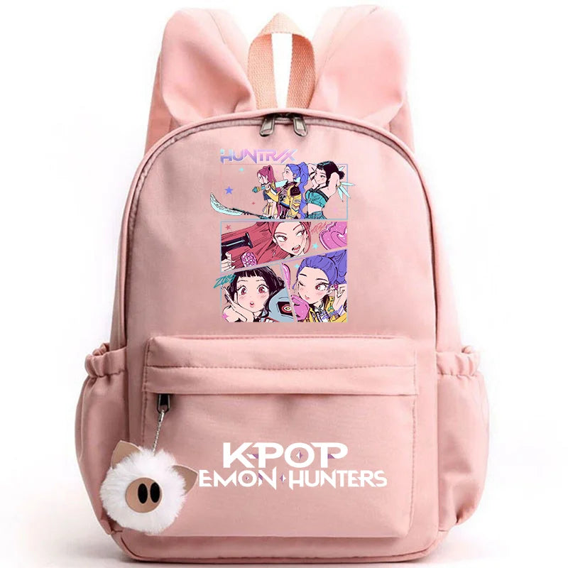 KPop Demon Hunter Backpack for Girls Boys Children Rucksack Casual School Bags Travel Rabbit Ears Backpacks Mochila gift bags