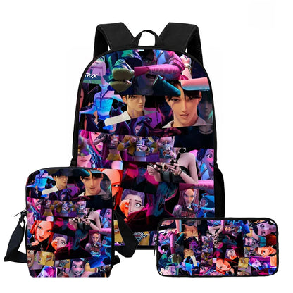 Cartoon  KPop Demon Hunters Child School Backpack With Shoulder Bag Pencil Bag For Kindergarten,Light Weight Child Bags