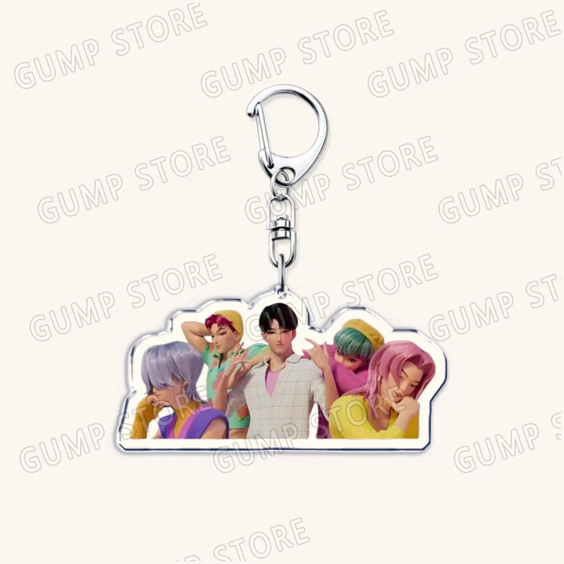 Hot Kpop Demon Hunters Huntrix Saja Boys Keychains for Accessories Jewelry Rumi Zoey Jinu Mira Sold My Soul Keyrings Fans Gifts