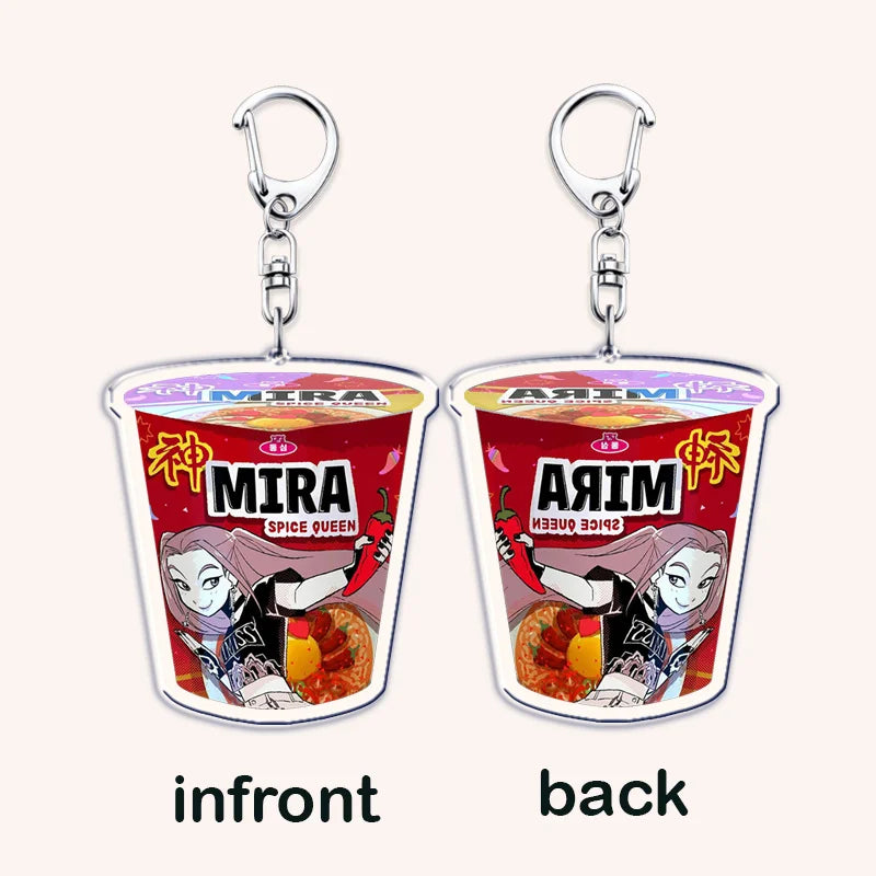 Kpop Demon Girls Huntrix Saja Boys Keychains for Accessories Bag Marcus Rumi Zoey Jinu Ramen Ramyeon Keyring Jewelry Fans Gift